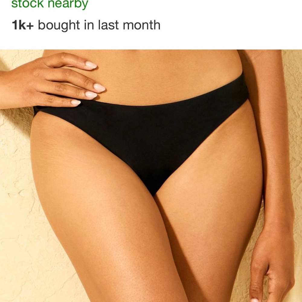 Shade & Shore Black Low-Rise Bikini Bottom NEW WITH TAG
